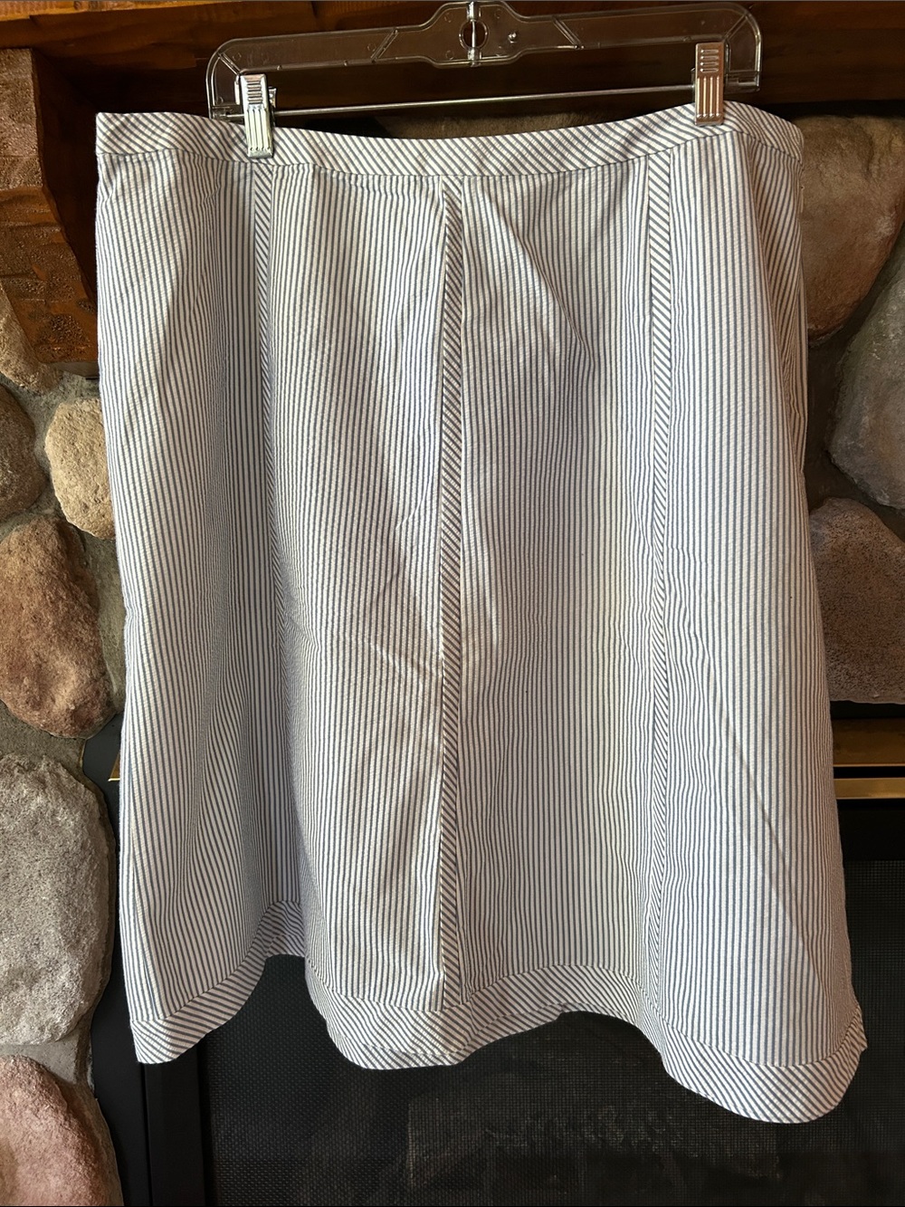Talbots Woman Blue Cotton Seersucker A-Line Skirt, Size 18W, NWT